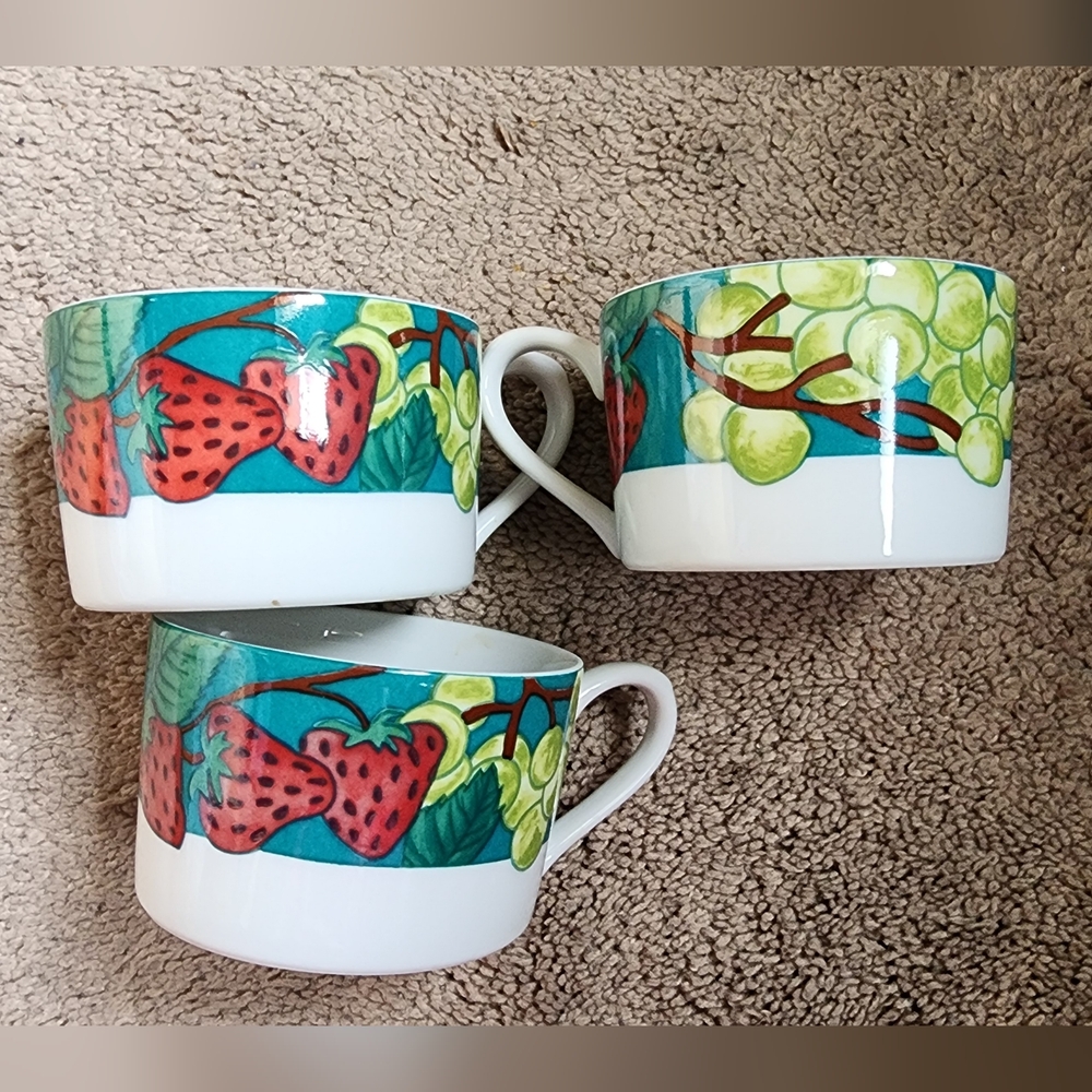 Vibrant Fruit Design Ceramic Cups